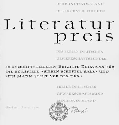 Urkunde Literaturpreis (Quelle: Literaturzentrum Neubrandenburg)