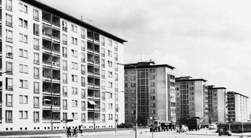 Bautzener Allee - frühere Magistrale von Hoyerswerda ca. 1965 (Foto: Archiv Stadtmuseum Hoyerswerda)